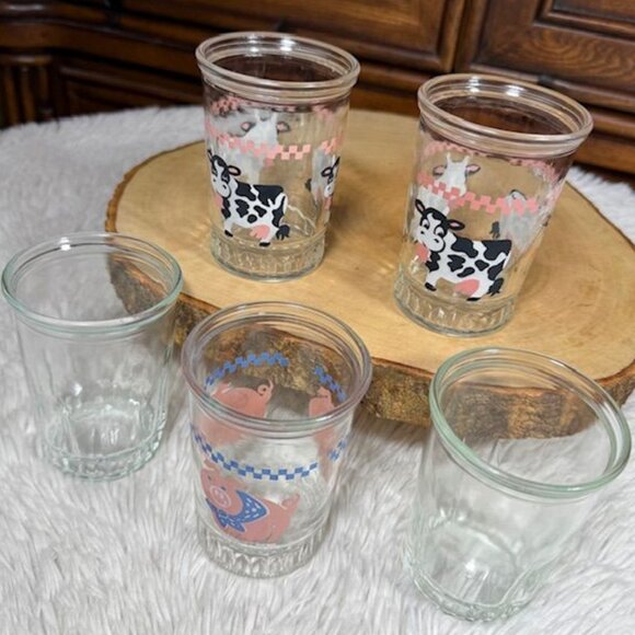Vintage 5pc Country Cow Country Pig Glass Set - Picture 2 of 12